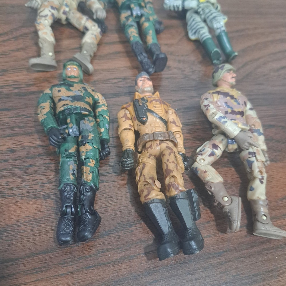 VTG Military Action Figure Lot 6pc Camo Soldier Toy Set Army Men Combat Figures - Picture 2 of 4